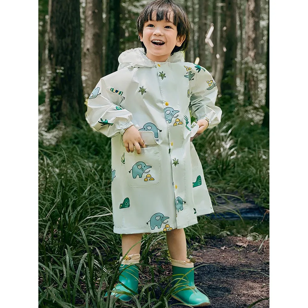 Cream Self Print Woodland Elle Raincoat for Kids