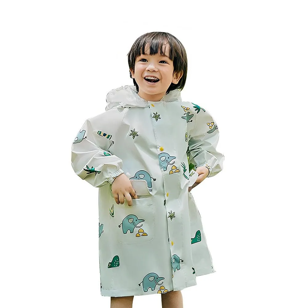 Cream Self Print Woodland Elle Raincoat for Kids