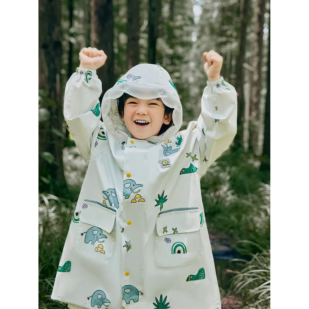 Cream Self Print Woodland Elle Raincoat for Kids