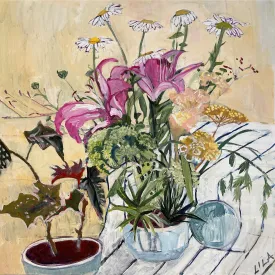 Daisies C-LB337 Acrylic Painting by Lila Bacon 07-2020 24X24