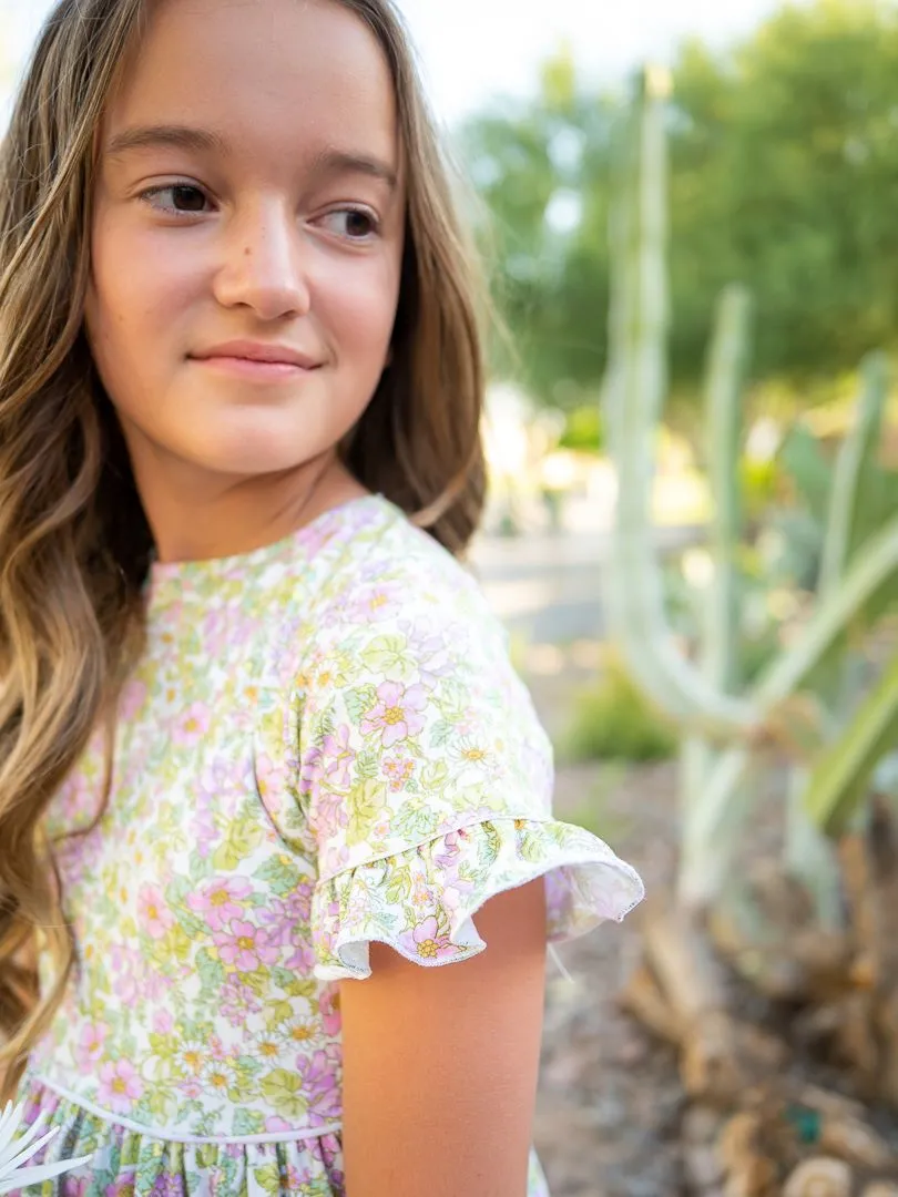 Daisy Knit Flutter Sleeve Dress