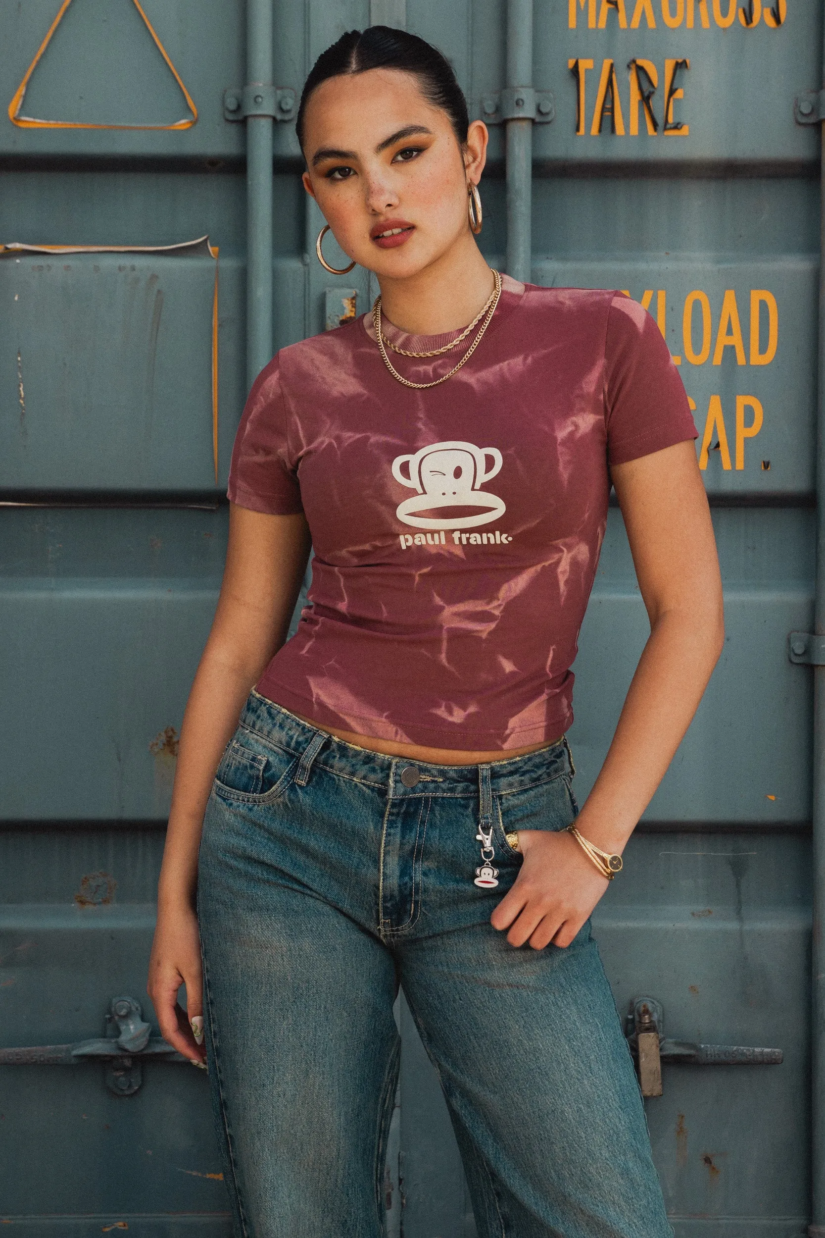 DAISY STREET X PAUL FRANK SPRAY EFFECT SHRUNKEN TEE