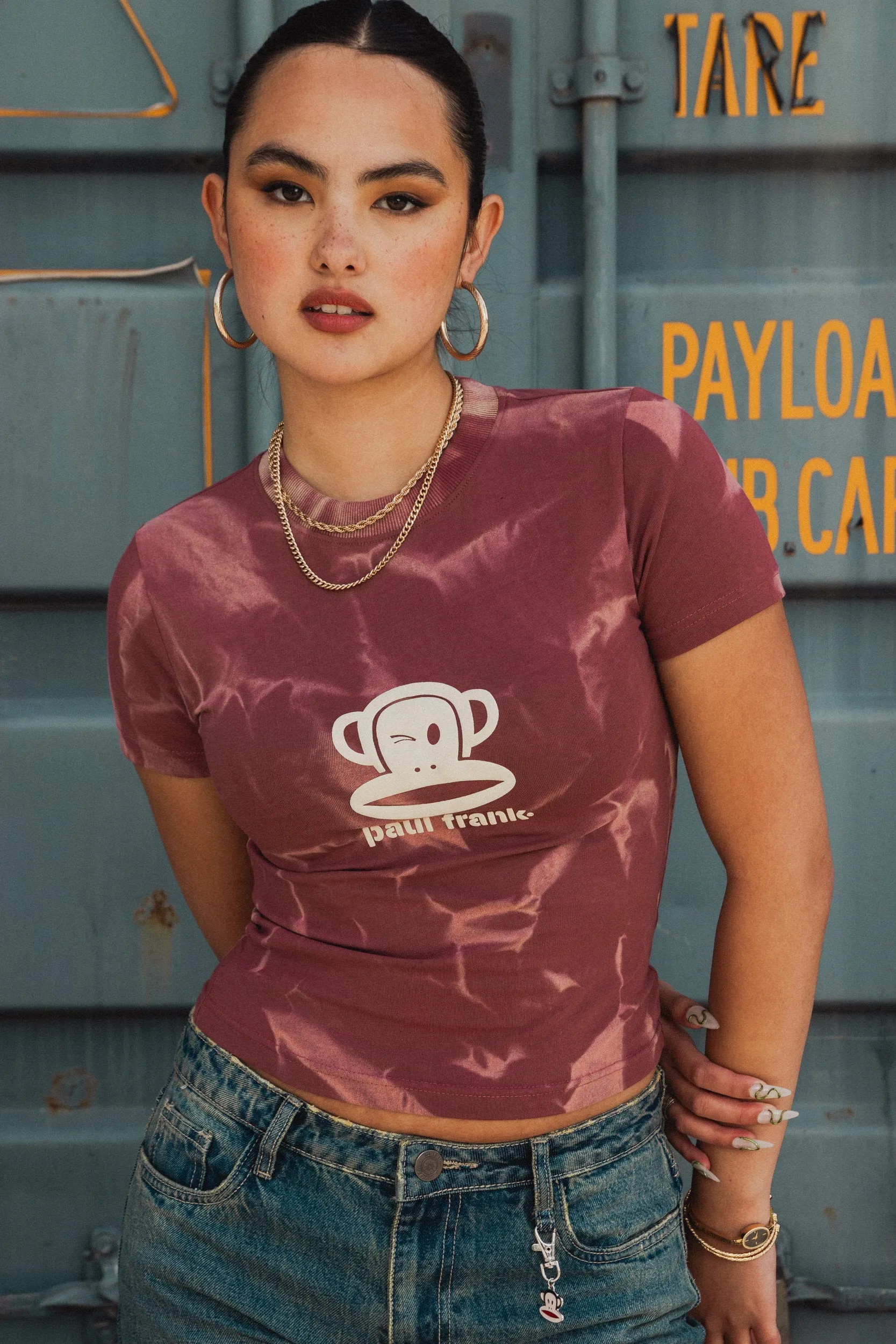 DAISY STREET X PAUL FRANK SPRAY EFFECT SHRUNKEN TEE