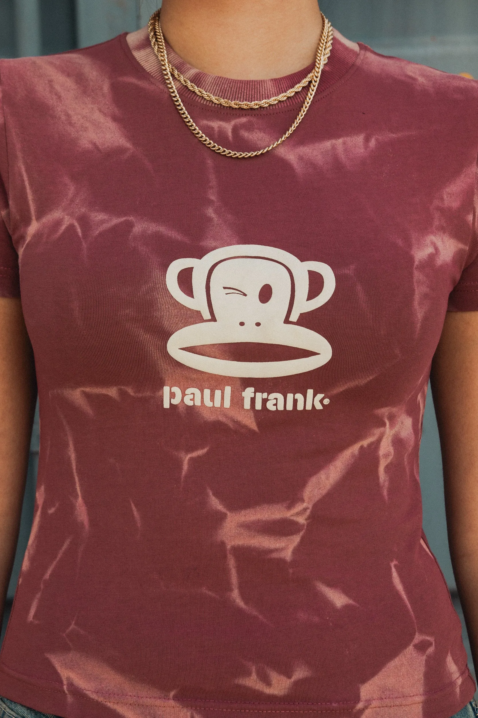 DAISY STREET X PAUL FRANK SPRAY EFFECT SHRUNKEN TEE