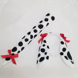 Dalmatian Tail and Ears Headband with Bows - Dalmatian Birthday - Dalmatian Costume - Dalmatian Tail - Dalmatian Headband Ears - Dog Ears Headband - Dog Tail - Dress Up - Halloween Costume - Dalmatian Birthday Party