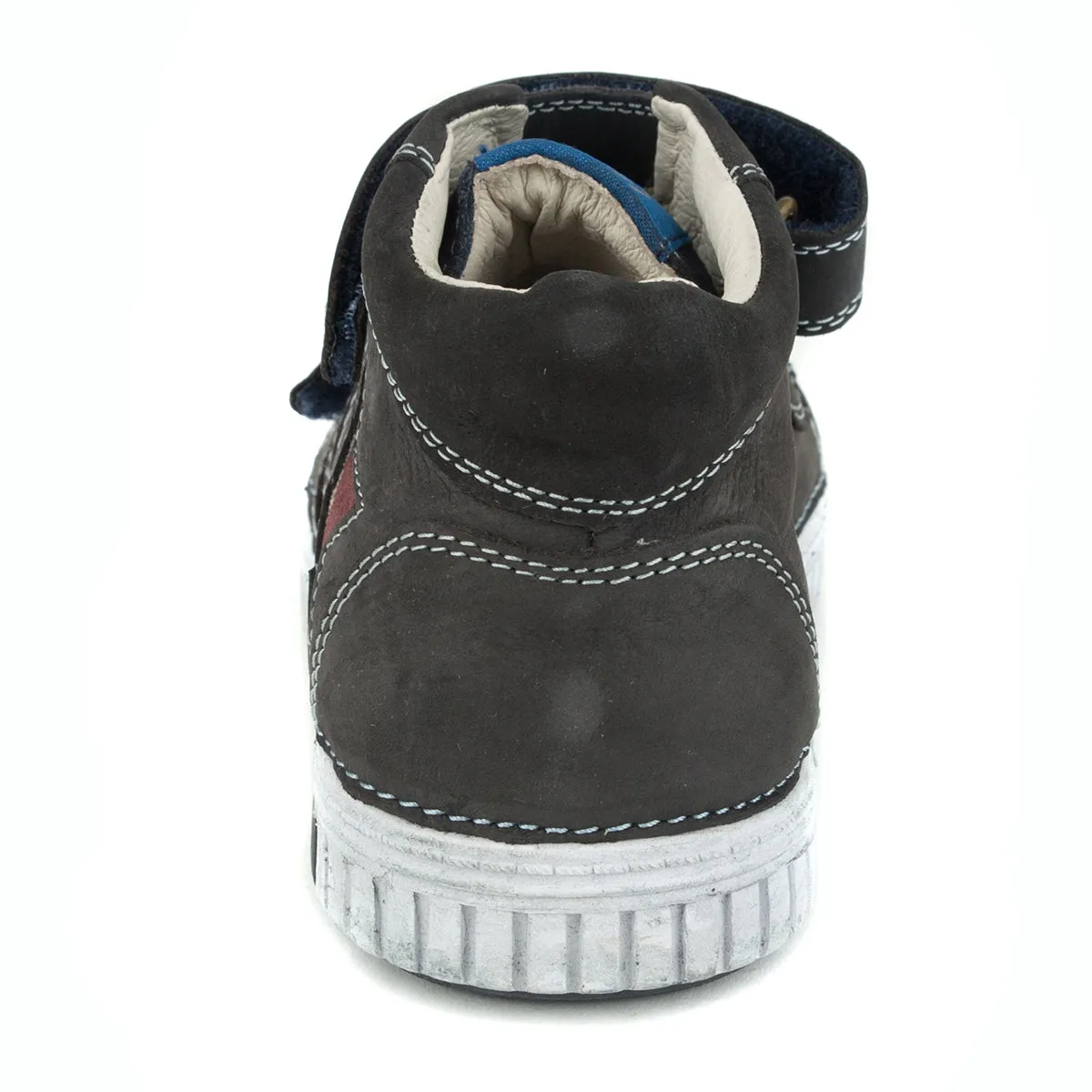 D.D. Step big kid boy high-top shoes black with red decor size US 13-4
