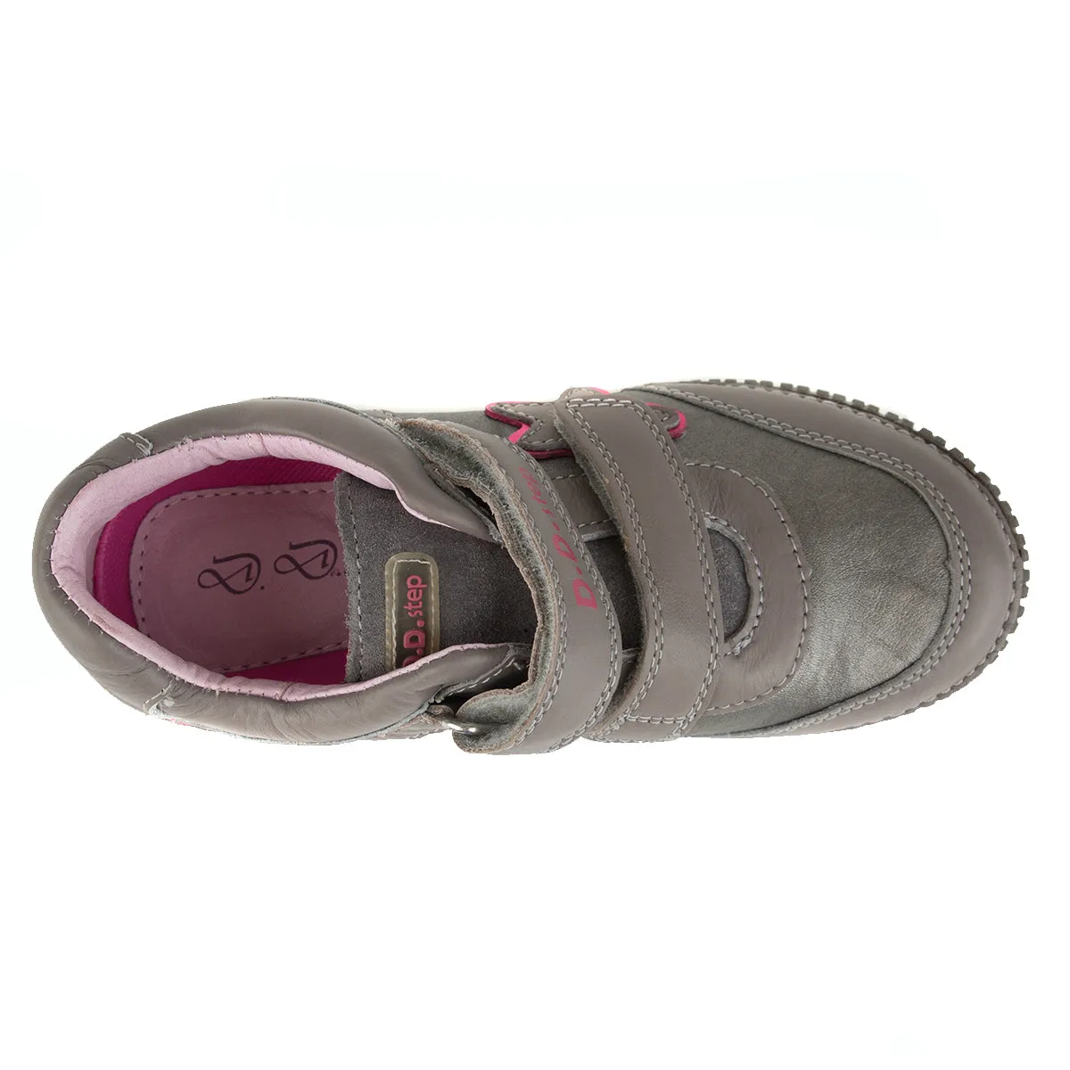 D.D. Step big kid girl double strap shoes khaki with star size US 13-4