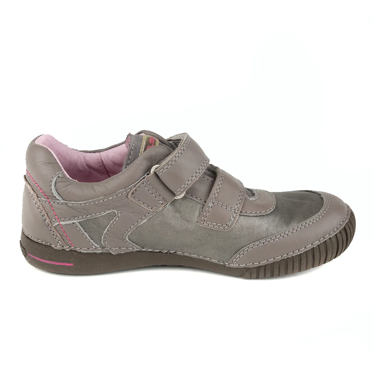 D.D. Step big kid girl double strap shoes khaki with star size US 13-4