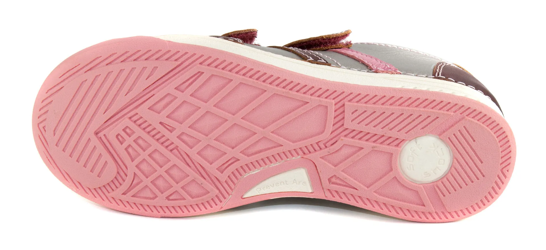 D.D. Step big kid girl double strap shoes metal and light pink with maroon size US 13-4