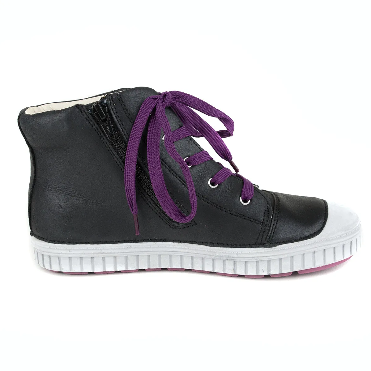 D.D. Step big kid girl high-top shoes black with silver star decor size US 13-4