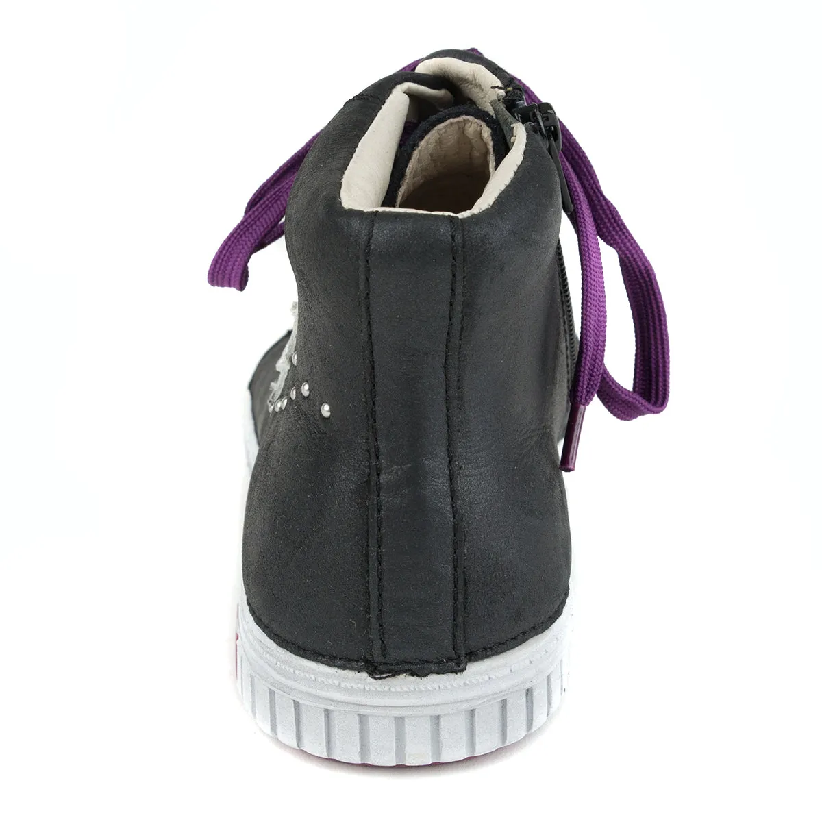 D.D. Step big kid girl high-top shoes black with silver star decor size US 13-4
