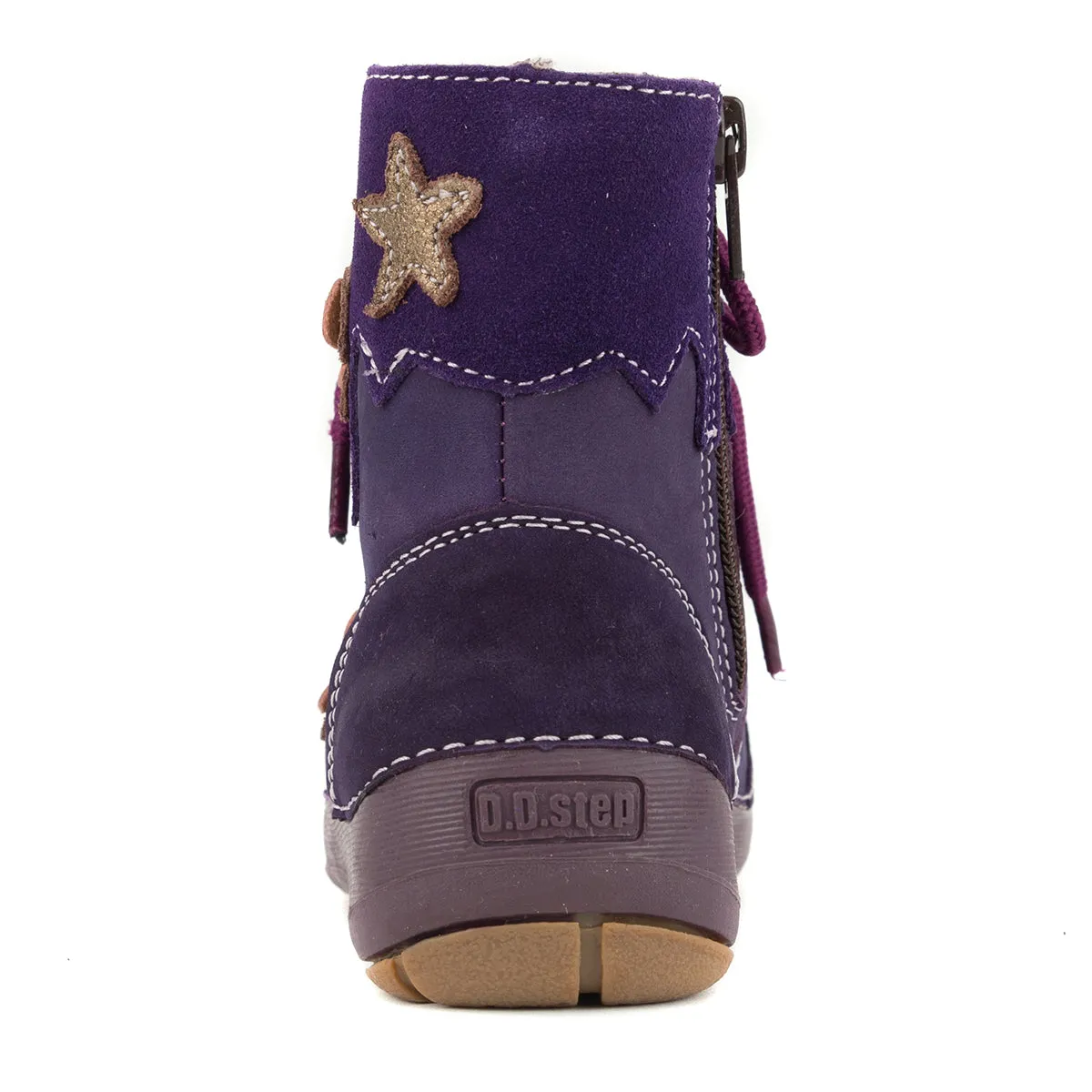 D.D. Step little kid girl shoes/winter boots with faux fur insulation purple with butterflies size US 8.5-12