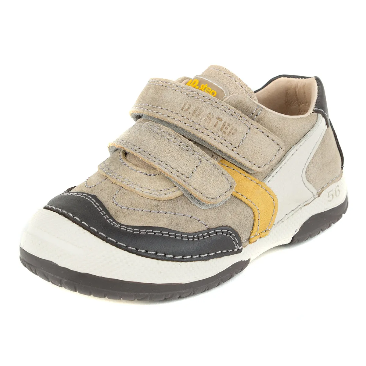 D.D. Step toddler boy shoes beige with yellow and white stripe size US 4-8