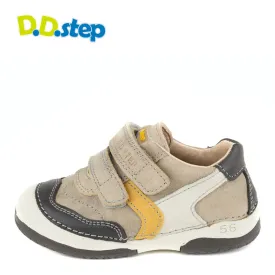 D.D. Step toddler boy shoes beige with yellow and white stripe size US 4-8