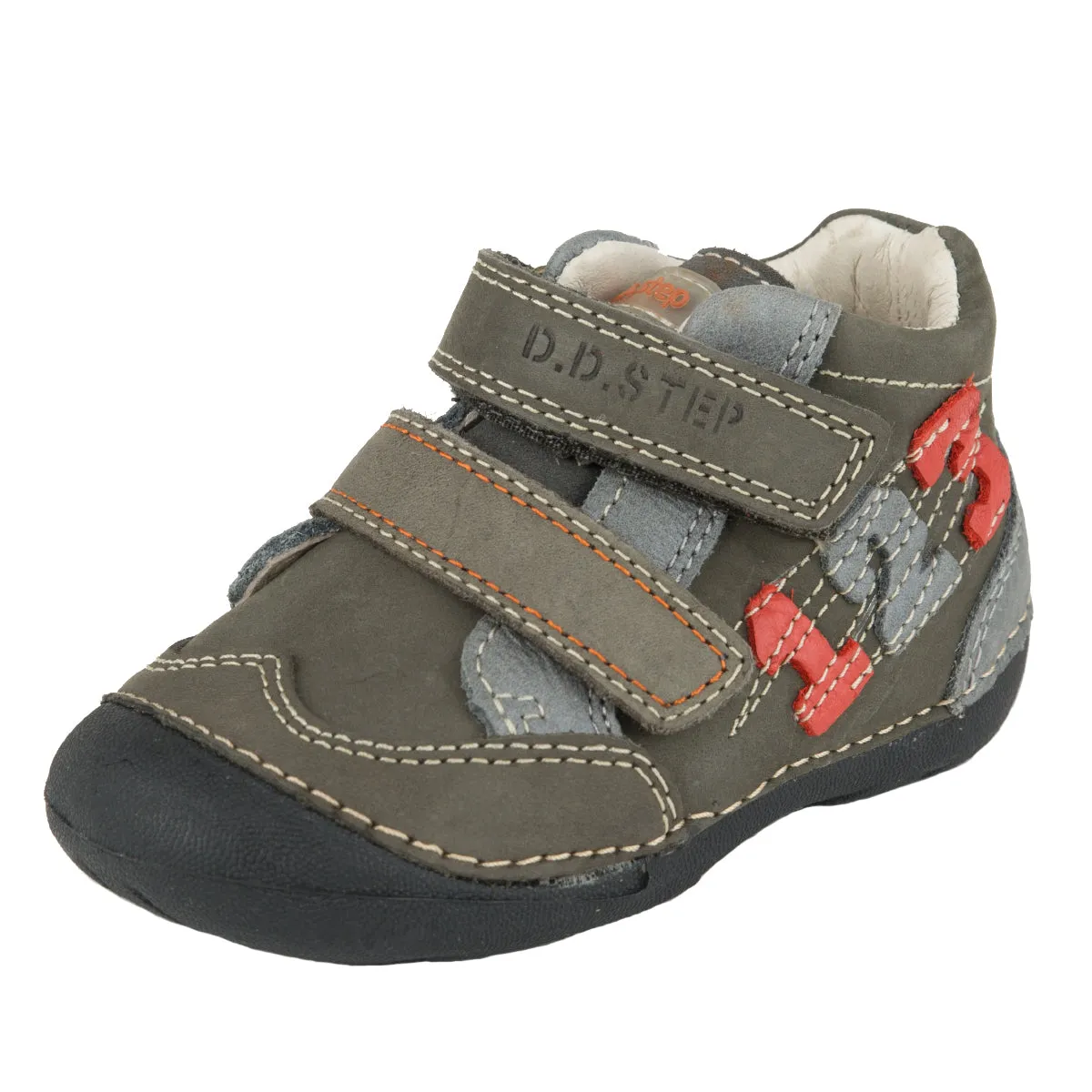 D.D. Step toddler boy shoes brown and grey with numbers size US 4-8