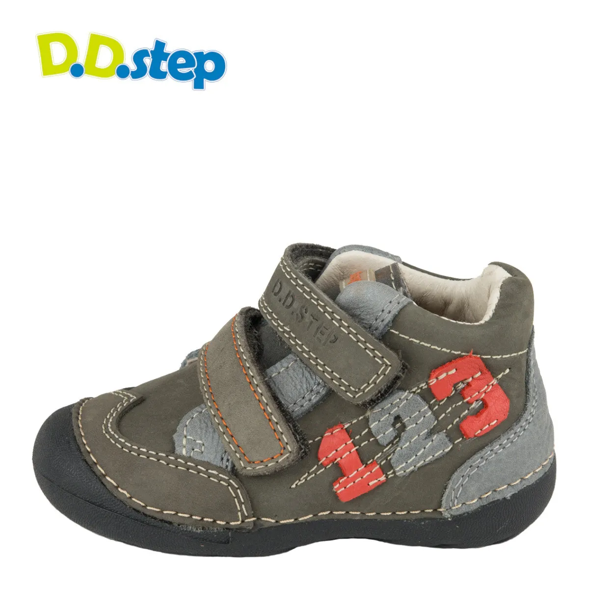 D.D. Step toddler boy shoes brown and grey with numbers size US 4-8