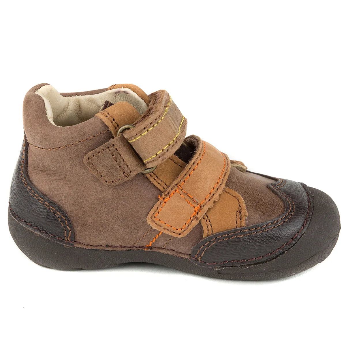 D.D. Step toddler boy shoes brown with orange stripe size US 4-8