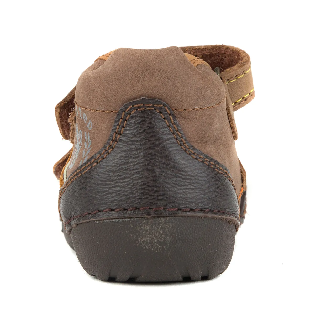D.D. Step toddler boy shoes brown with orange stripe size US 4-8