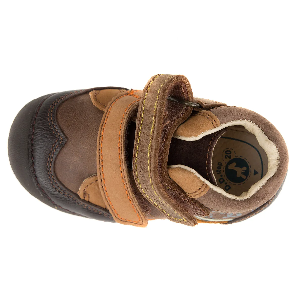 D.D. Step toddler boy shoes brown with orange stripe size US 4-8