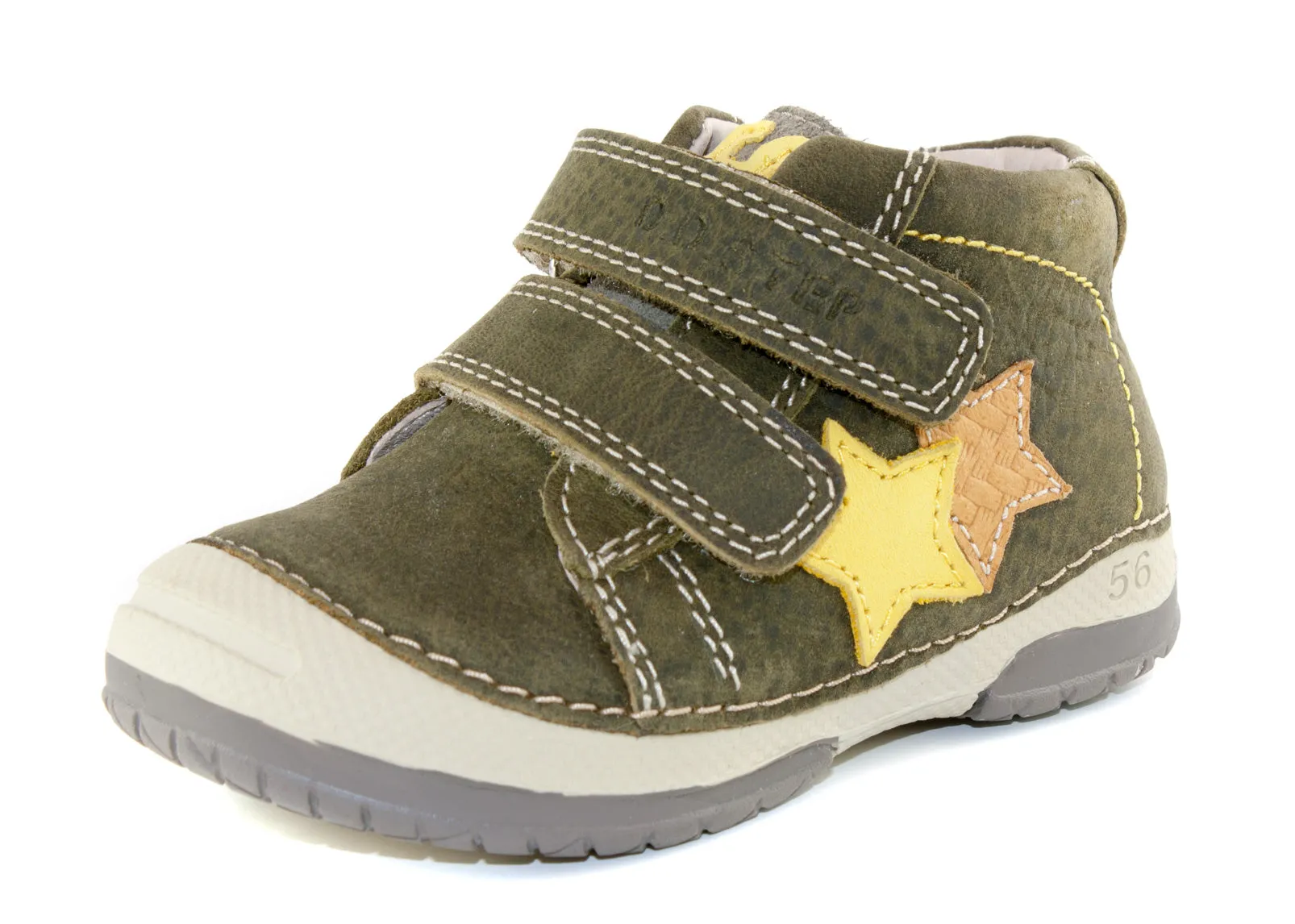 D.D. Step toddler boy shoes khaki with yellow and orange star size US 4-8