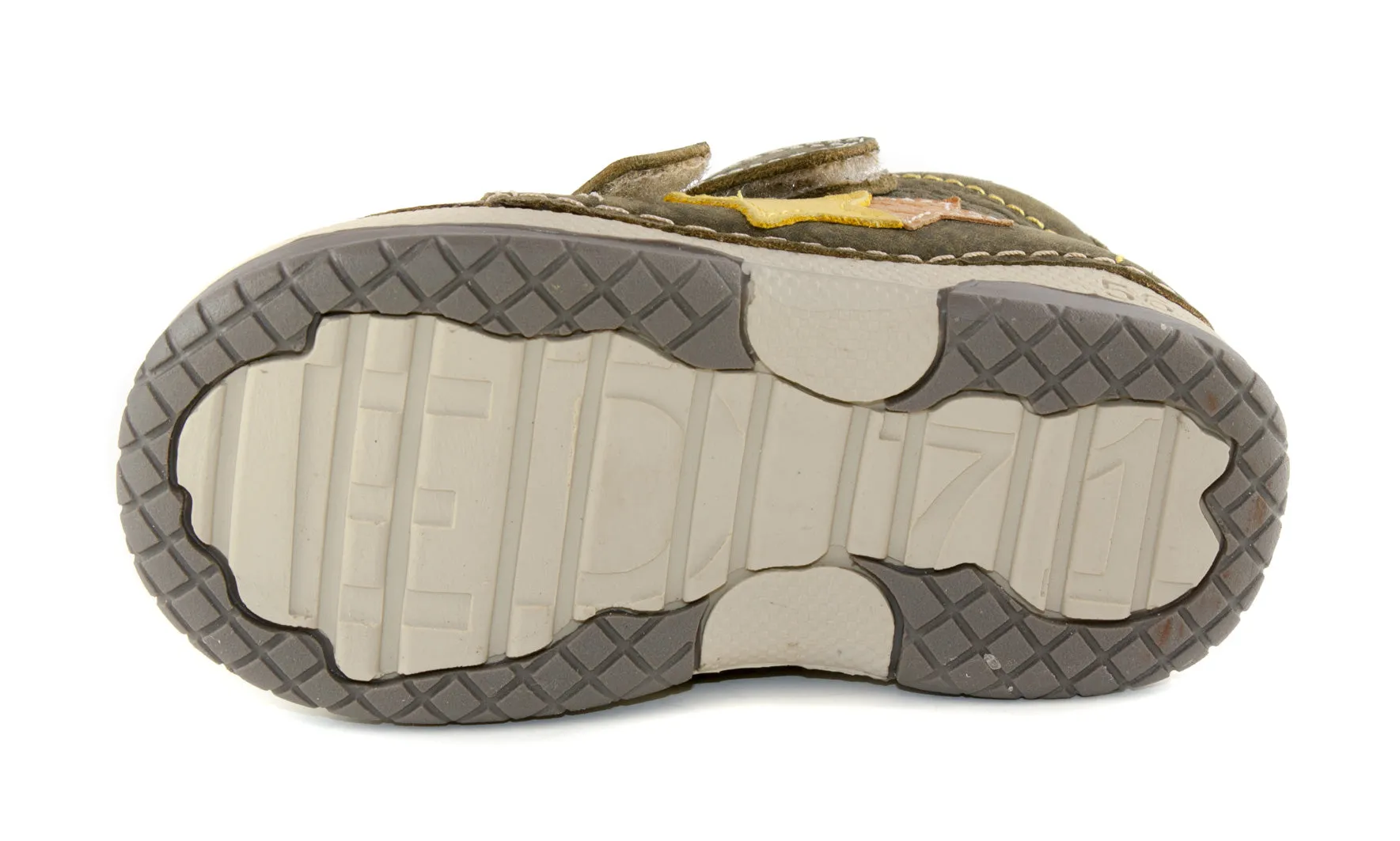 D.D. Step toddler boy shoes khaki with yellow and orange star size US 4-8