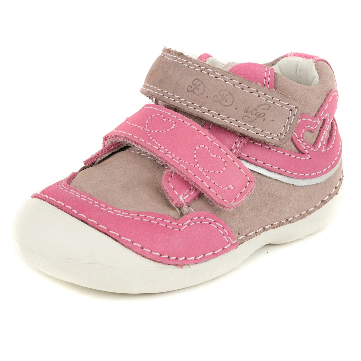 D.D. Step toddler girl shoes beige and pink with heart size US 4-8