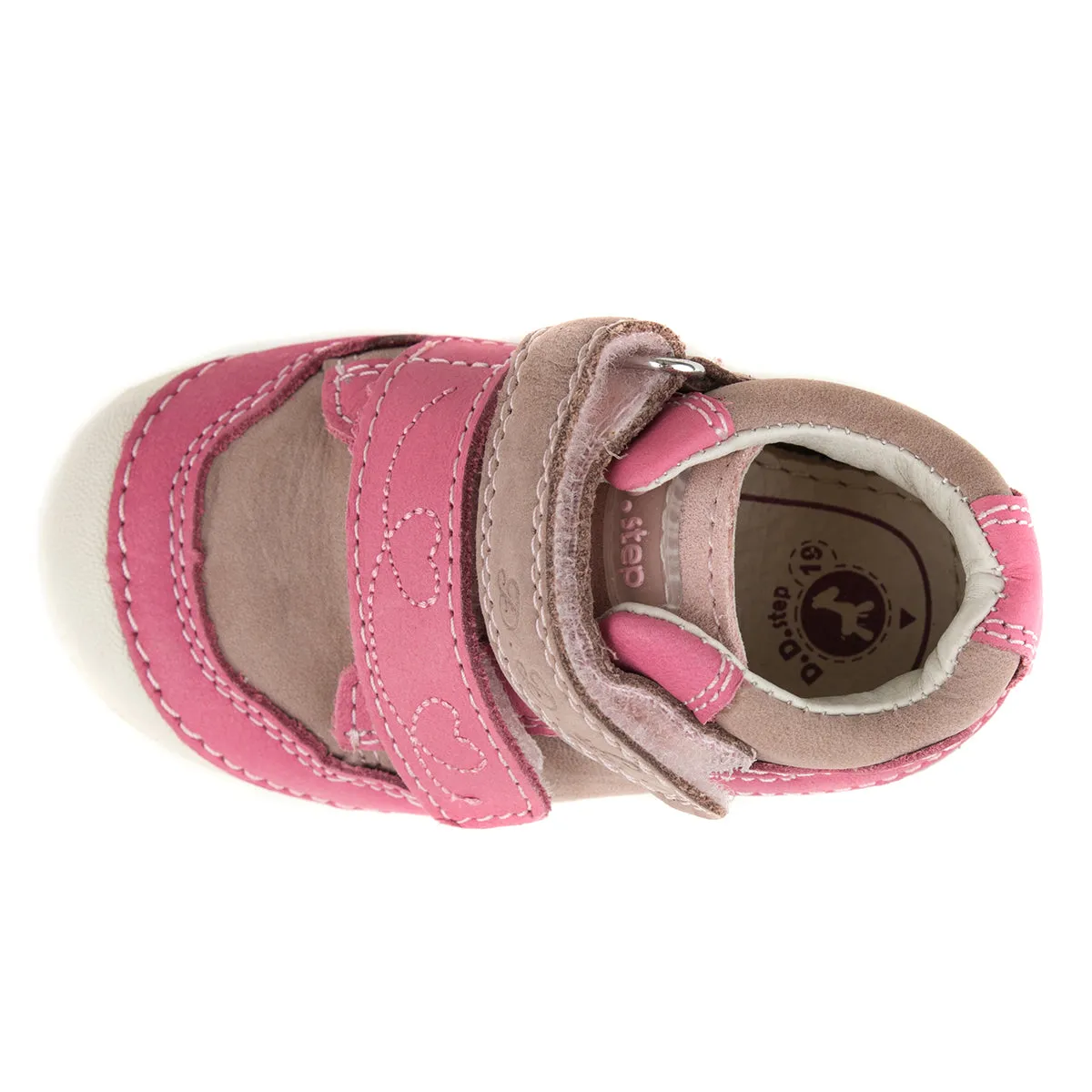 D.D. Step toddler girl shoes beige and pink with heart size US 4-8