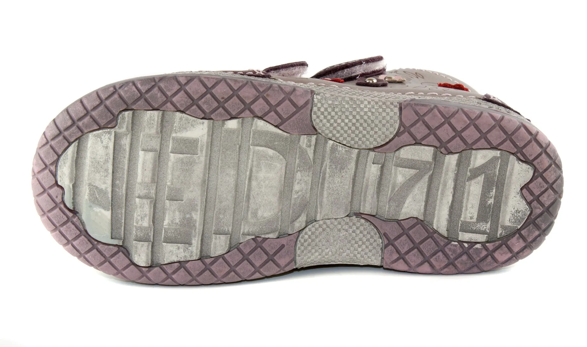 D.D. Step toddler girl shoes grey and mauve with drawings and flowers size US 4-8