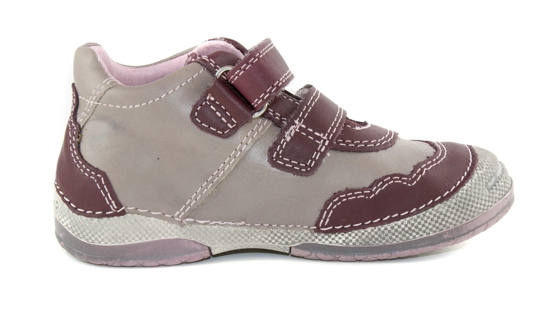 D.D. Step toddler girl shoes grey and mauve with drawings and flowers size US 4-8