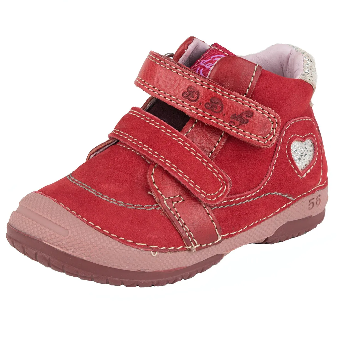 D.D. Step toddler girl shoes red with silver heart size US 4-8