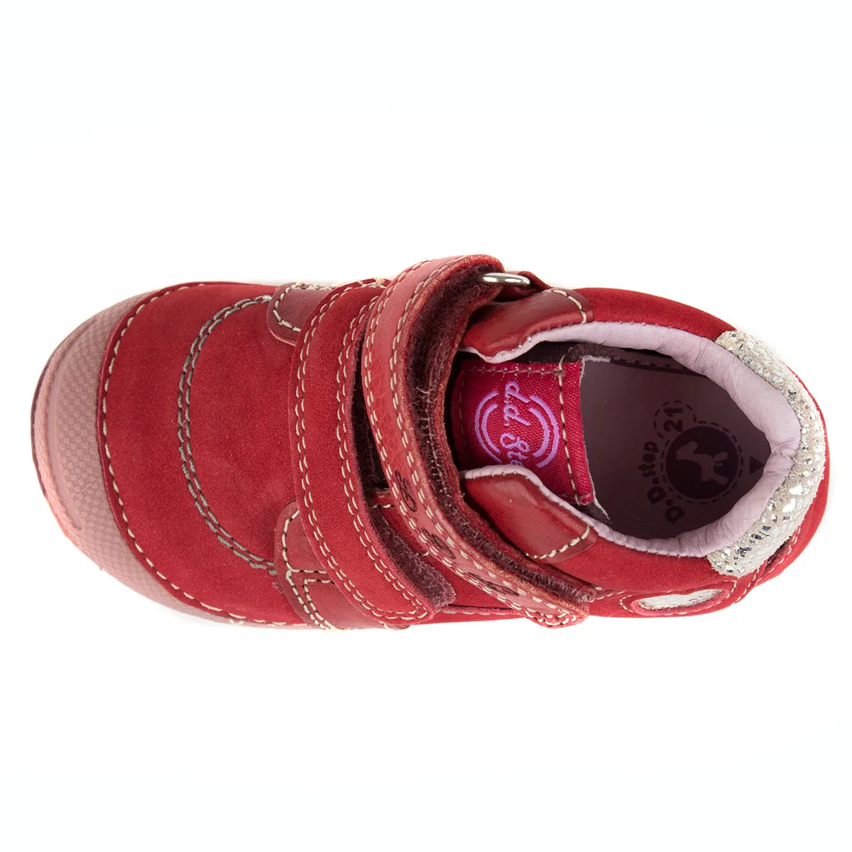 D.D. Step toddler girl shoes red with silver heart size US 4-8
