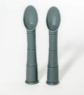 Denim Silicone Beginner Baby Spoon 2 Pack