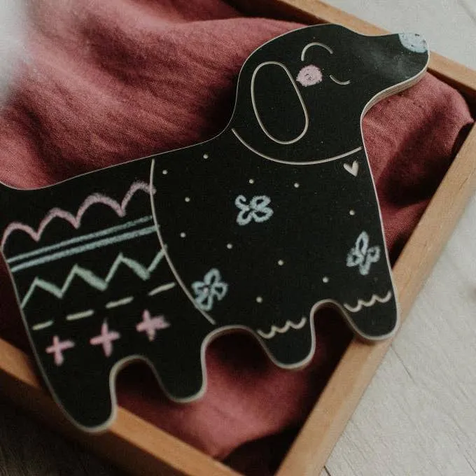 Dog Shaped Chalk Board / with Chalk