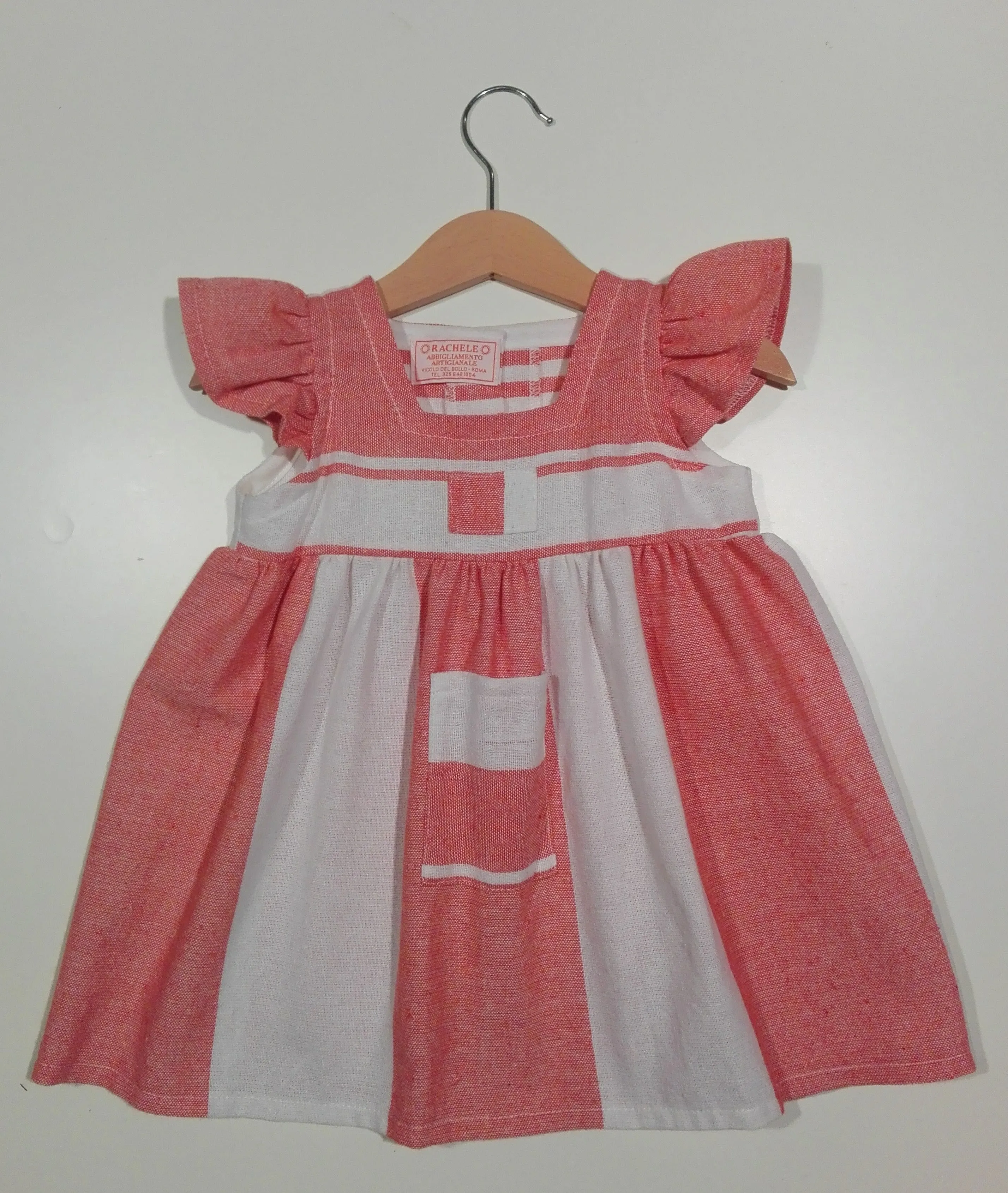 Dress with curled sleeve in cotton Puglia
