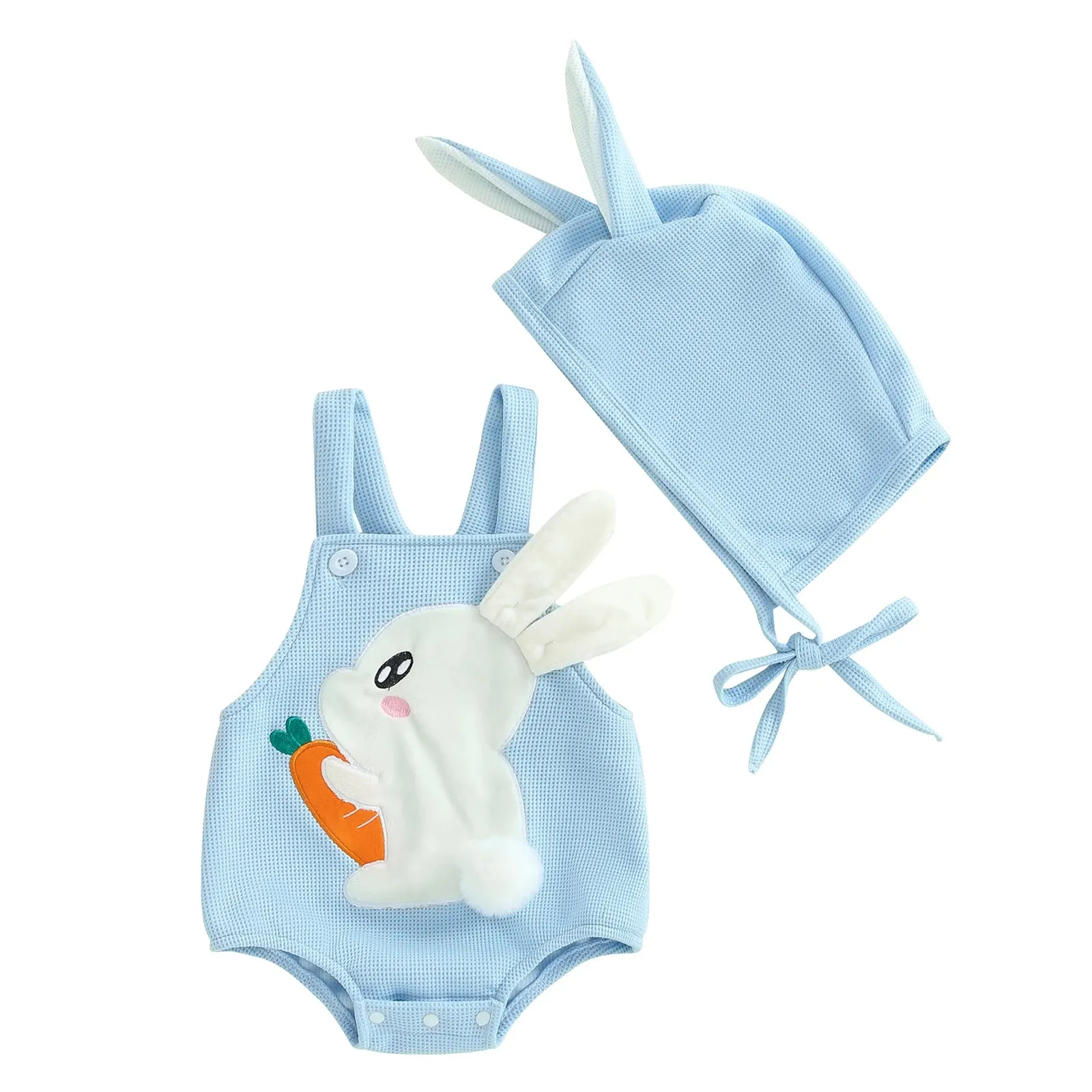 Easter Bunny Baby Suits and Caps Embroidered Romper with Hat 2Pcs Sets