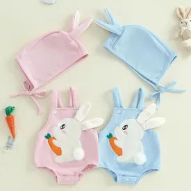 Easter Bunny Baby Suits and Caps Embroidered Romper with Hat 2Pcs Sets