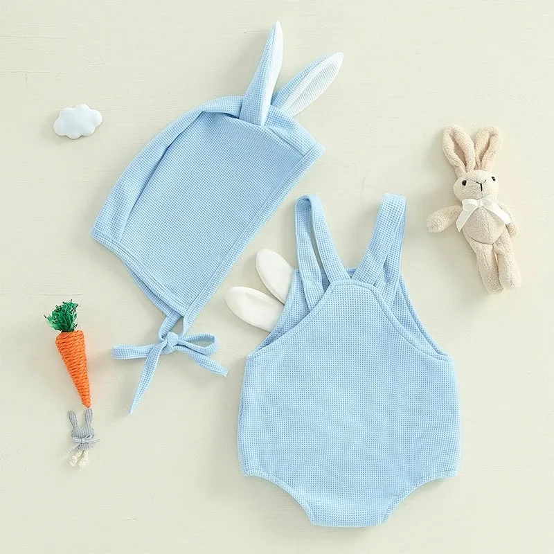 Easter Bunny Baby Suits and Caps Embroidered Romper with Hat 2Pcs Sets