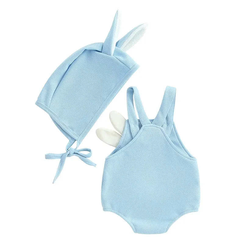 Easter Bunny Baby Suits and Caps Embroidered Romper with Hat 2Pcs Sets