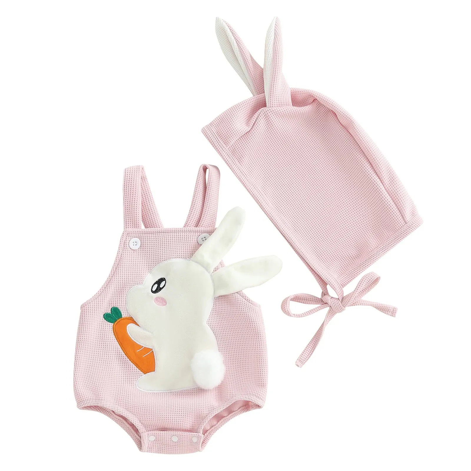 Easter Bunny Baby Suits and Caps Embroidered Romper with Hat 2Pcs Sets