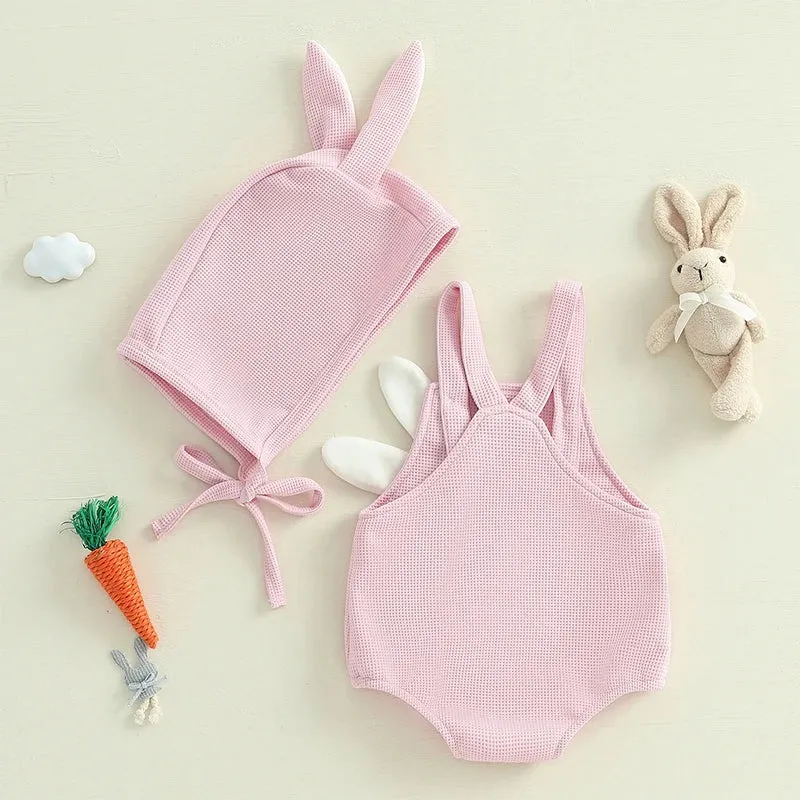 Easter Bunny Baby Suits and Caps Embroidered Romper with Hat 2Pcs Sets
