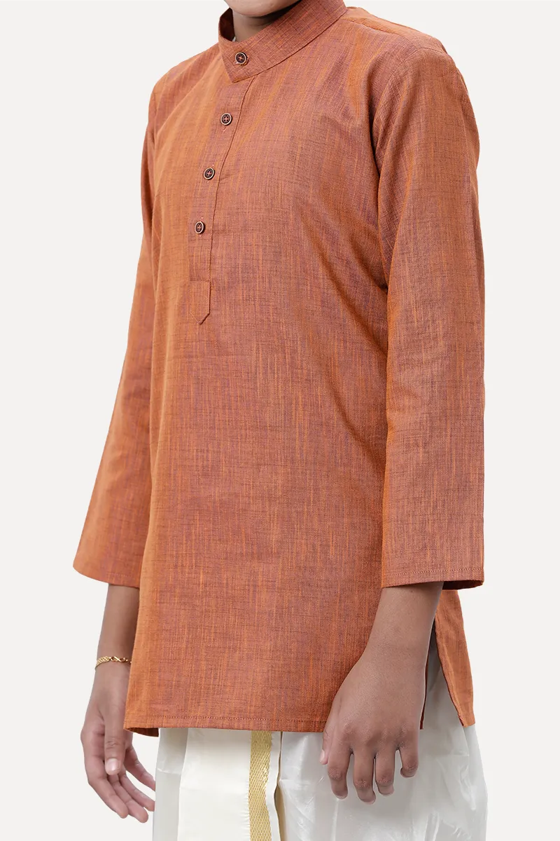Exotic - Kavi Brown Kurta and Panchakacham 2 In 1 Set For Kids | Uathayam