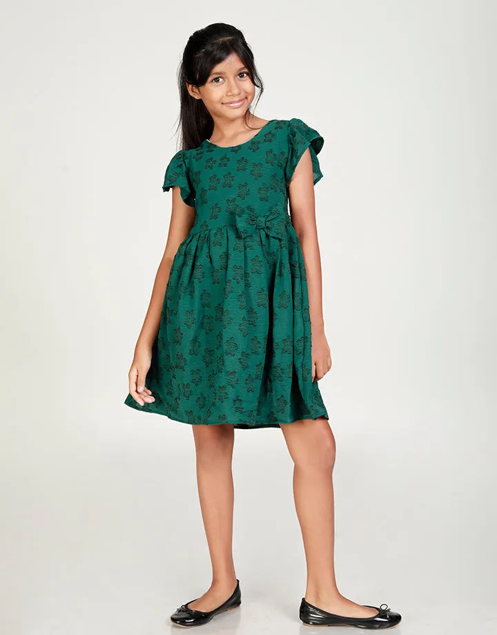 Flared Sleeves Dress with Fixed Bow