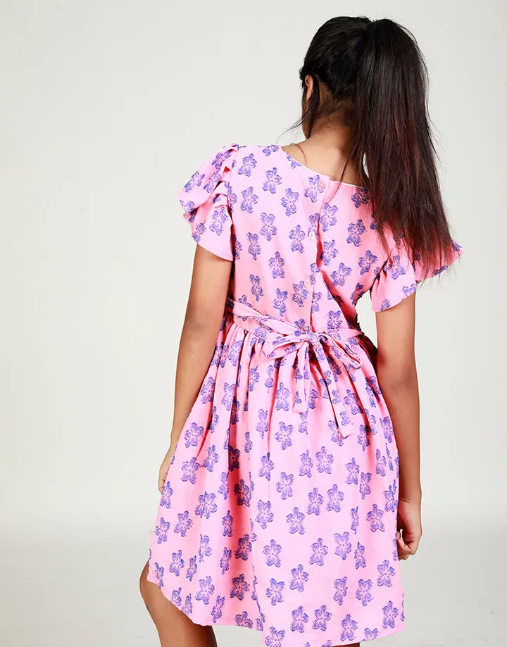 Flared Sleeves Dress with Fixed Bow