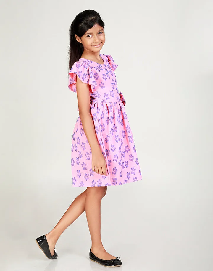 Flared Sleeves Dress with Fixed Bow