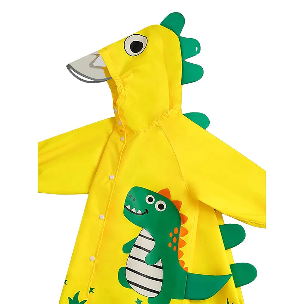 Fluorescent Yellow Dino Park Raincoat for Kids and Toddlers