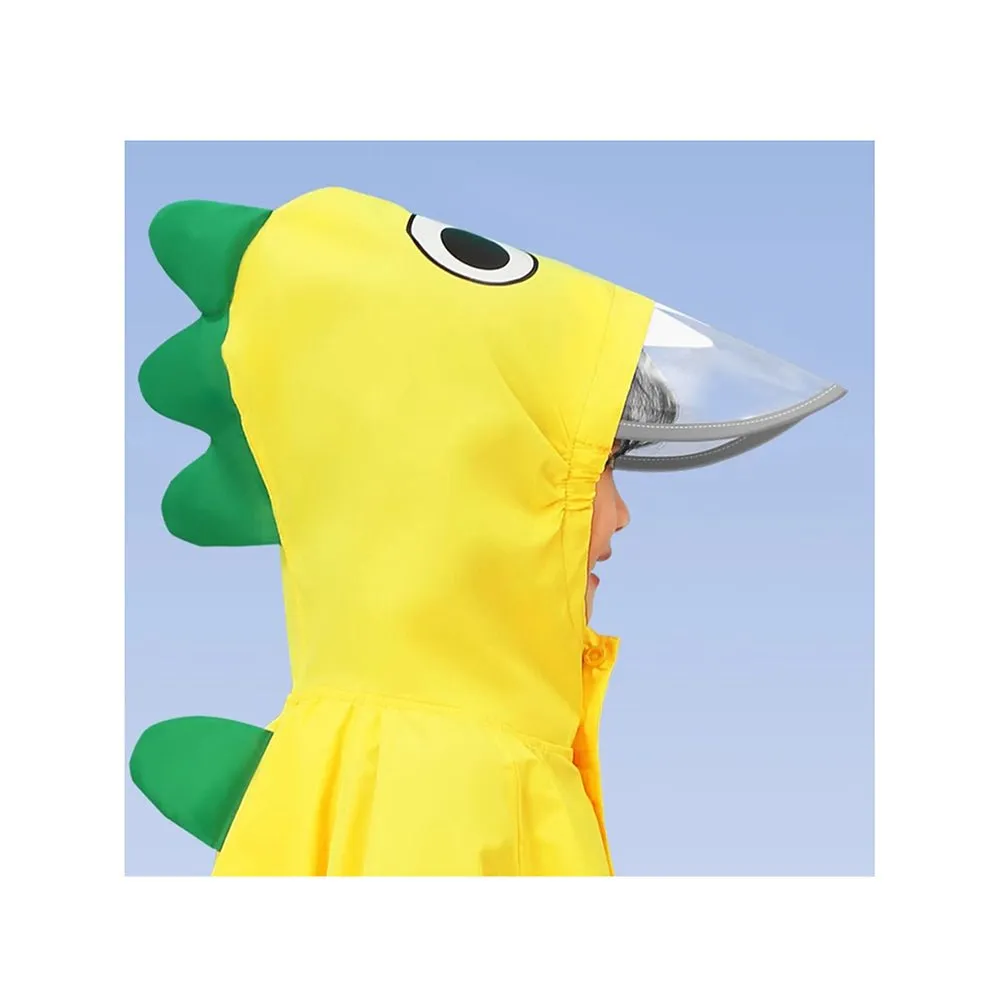 Fluorescent Yellow Dino Park Raincoat for Kids and Toddlers