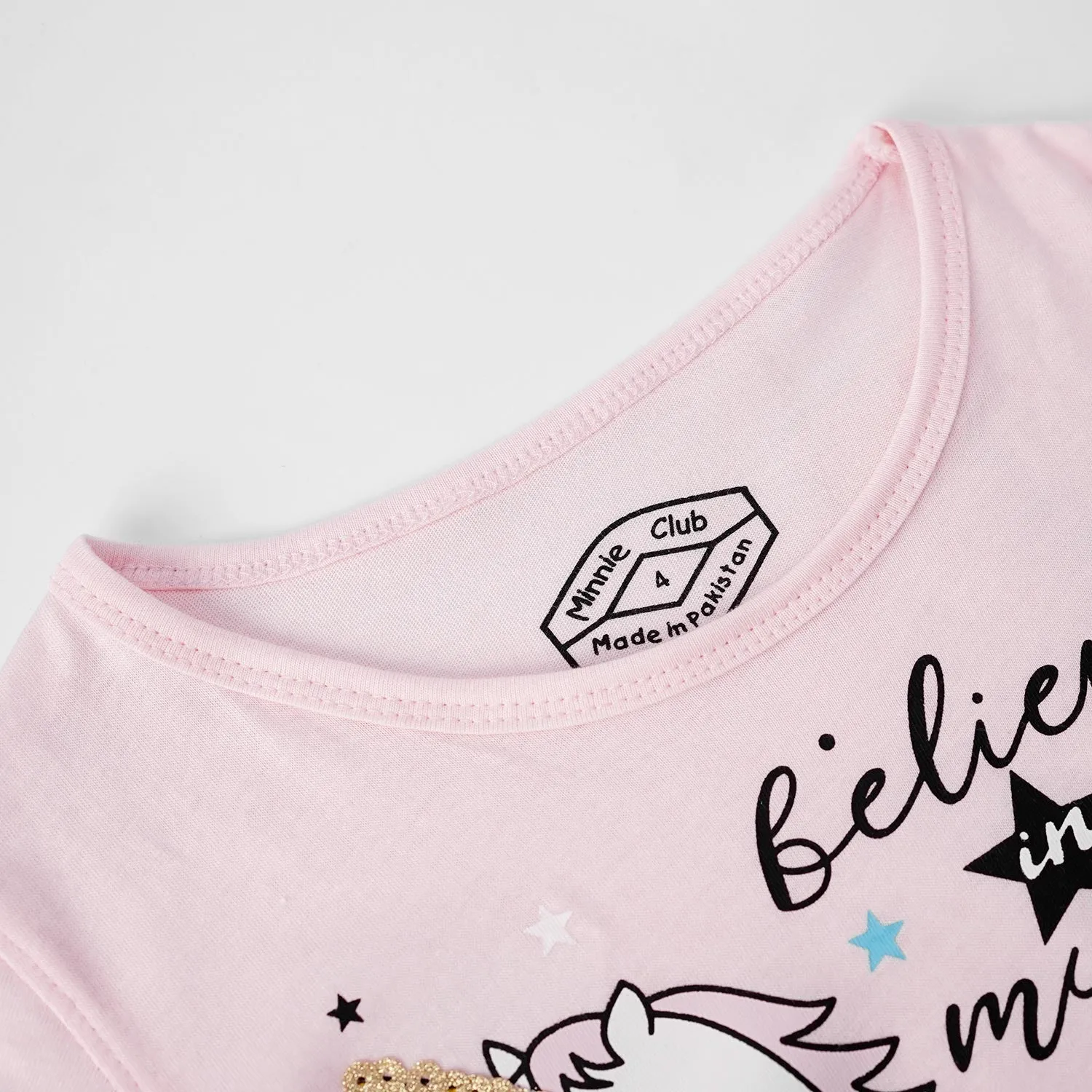 Girls Embellished Sequin Decorated Soft Cotton T-Shirt