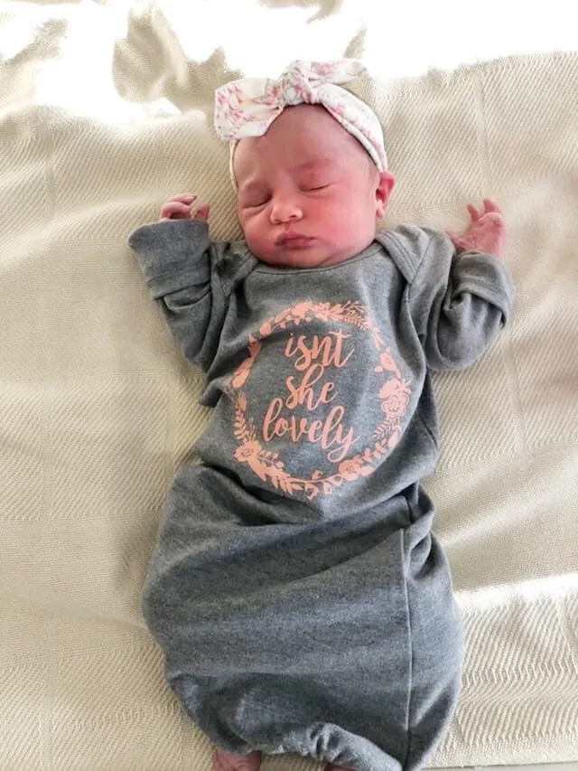 Gray and Peach Isn't she Lovely gown pink floral