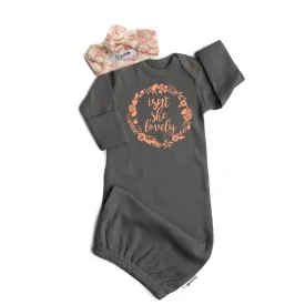 Gray and Peach Isn't she Lovely gown pink floral