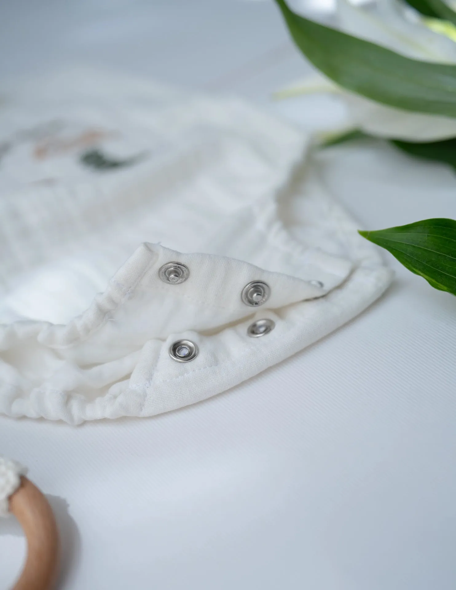Jungle Pals Playsuit | Cotton Muslin Baby Romper | White